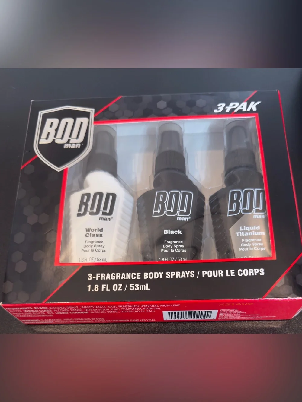 Bond man 3-Pack Fragrance Body Sprays - Black & White:1.8 FLOZ/53 ml. New w box